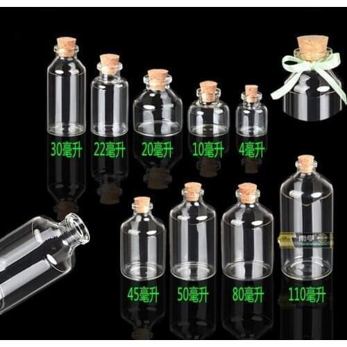 500pcs 12ml-110ml Glass Bottles with Clear Cork Stopper Glass Vials Jars Containers Message Wedding Jewelry Favor