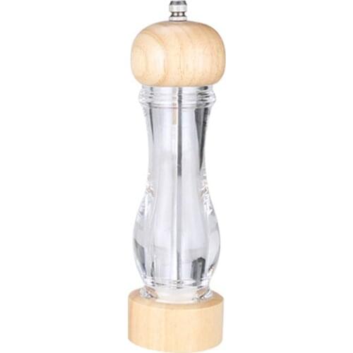 8 Inch Wood Acrylic Spice Pepper Mill With Strong Adjustable Ceramic Grinder Home Kitchen Tools for Cooking