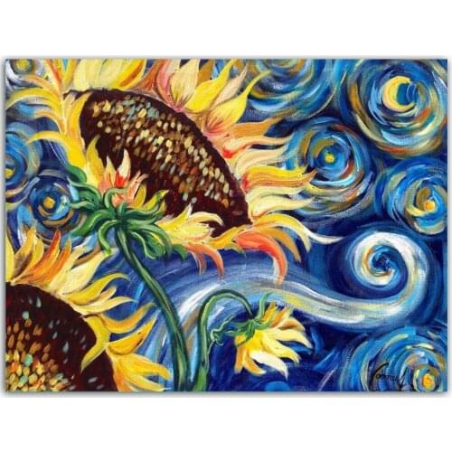 Diamond Painting Cross Stitch Sunflower by Van Gogh Famous Painting Full Square /round Drills Diamond Embroidery sale tools gift