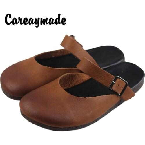 Careaymade-Hotsale,Genuine Leather Hand wiping Color Retro Sandals Belt Buckle Comfortable soft leather Womens slippers