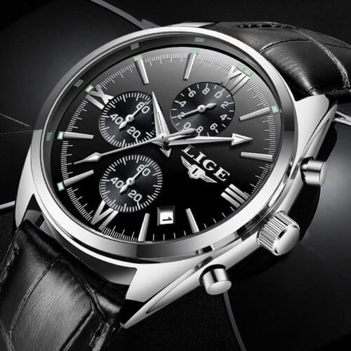 Mens Watches LIGE Top Brand Luxury Mens Fashion Business Waterproof Quartz Watch For Men Casual Leather Watch Relogio Masculino