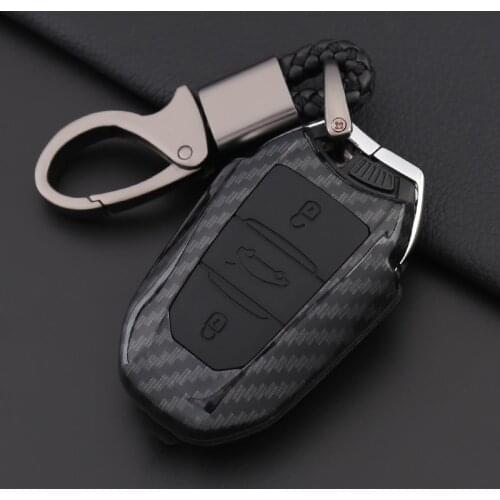 Carbon Fiber Silicone Car Key Case Cover For Peugeot 301 308 308S 408 2008 3008 5008 Citroen C4 C5 C6 Auto Protection Shell