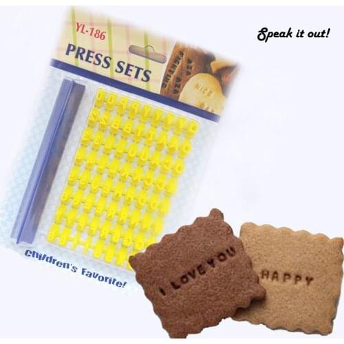 DIY Cartoon Biscuit Press Mold Set Cookies Letters Impress Tool Separable Number Fondant Cutter Wedding Decoration Birthday Cake