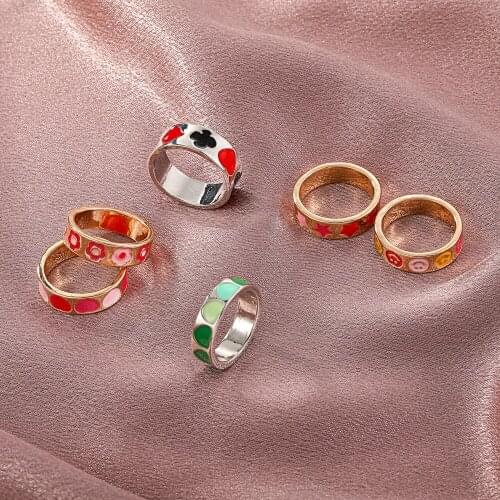 New creative sweet heart-shaped dripping love ring temperament cute two-color ladies ring girls fashion jewelry gifts