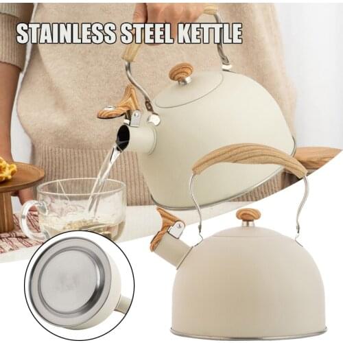 Kitchen Water Kettle For All Stoves 2.5l Water Pot With Whistle Design And Anti-burn Wooden Handle Household Supplies Chaleira