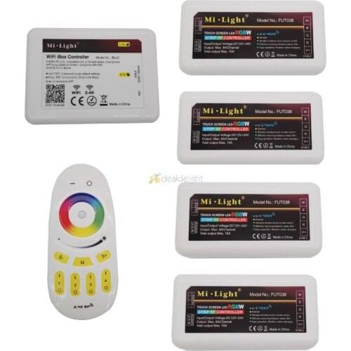 Milight 2.4G 4 zone Touch Screen RF Remote + DC12-24V RGBW Controller FUT038 For 3528 5050 RGBW RGBWW LED Strip Light