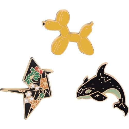 Cuty Animals Enamel Pins Dog dolphin Bird Brooch Badge Denim Shirt Lapel Pin Cartoon Jewelry Gift for Kids Girls