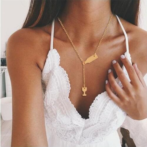 Fashion Wine Glass Pendant Necklaces Golden Fashion Red Wine Bottle Wine Glass Necklace Chains Womens Fashion Jewelry Gifts