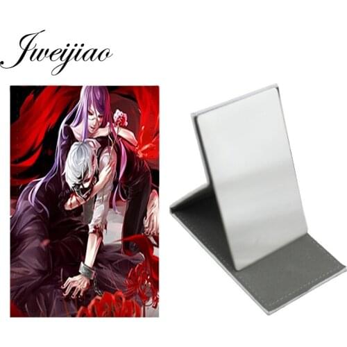 Youhaken Tokyo Ghouls Sasaki Haise Stainless Steel Table Desktop Mirror Folding Leather Makeup Beauty Tools Mirrors QF265