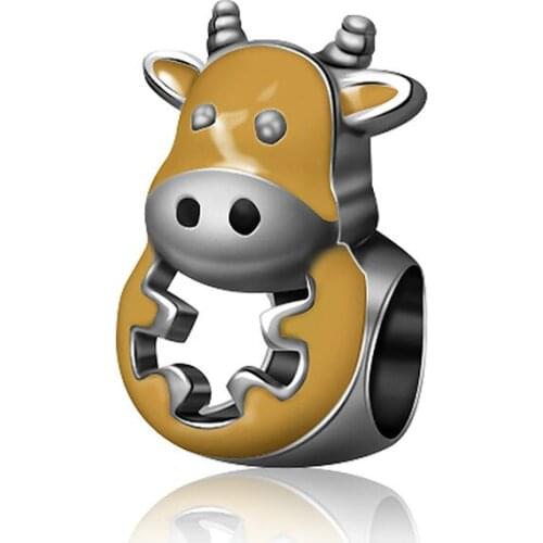 NEW 100% 925 Sterling Silver Charm 1:1 Original Authentic Classic Cattle Of The Zodiac Retro Elegant Women DIY Bead XZ021-XZ040