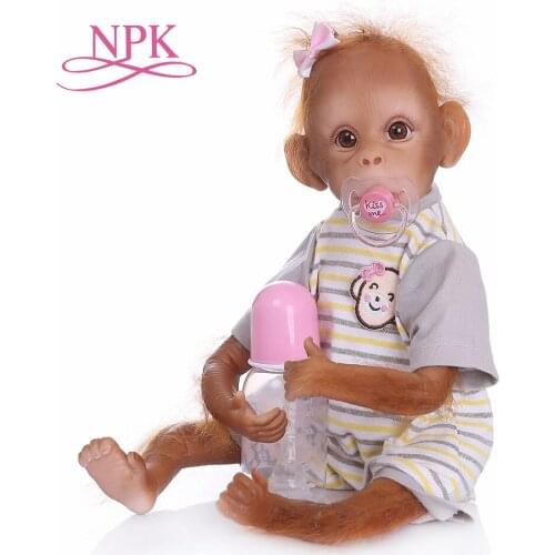 New 45CM handmade very detailed painting reborn baby Monkey orangutans collectible high quality art doll