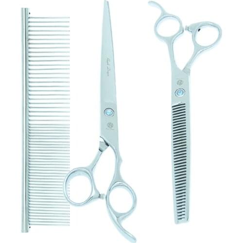 Purple Dragon 8 inch Dog Grooming Scissors Animals Hair Straight Curved Cutting Shears Thinning Shear Pet Groomer Clipper B0041B