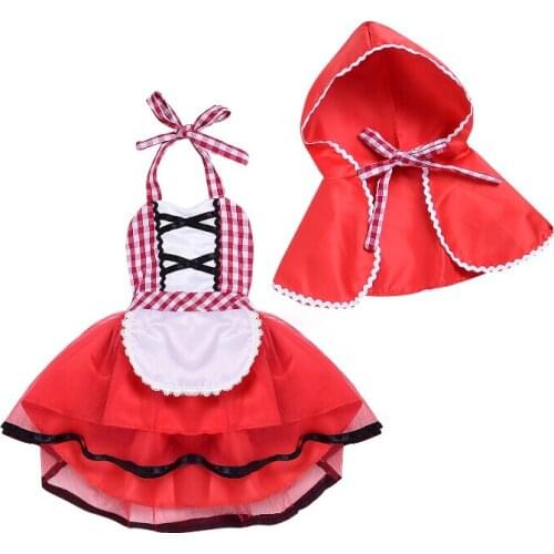 Newborn Toddler Baby Girl Tutu Dress Photo Prop Costume+Cape Cloak Outfit 2pcs Red Halter Backless Clothes Set