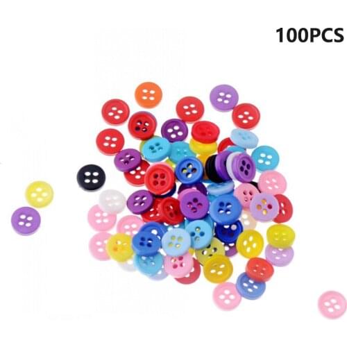 100Pcs 9mm Four Holes Buttons DIY Craft Sewing Fastener Childrens Clothes Button Plastic Sewing Decoration Mixed Colors Buttons