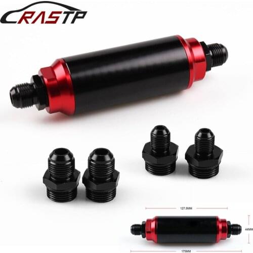 RASTP - Black & Red 40 Micron Swirl Pump AN6 / AN8 / AN10 Fuel Filter Inline High Flow Fuel Turbo RS-FRG014