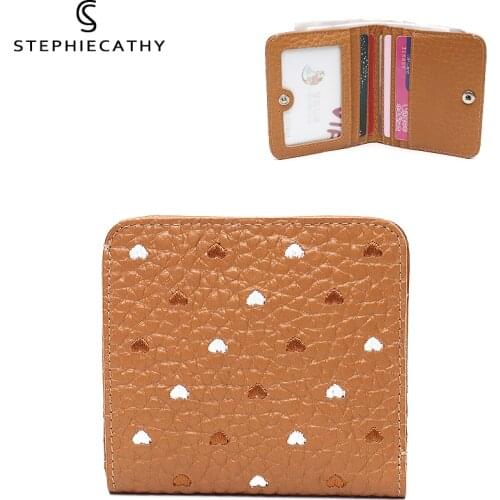 SC Fashion Genuine Leather Women Short Wallet Multi Card Holders Ladies Cute Change Money Bag Bifold Functional Small Coin Purse