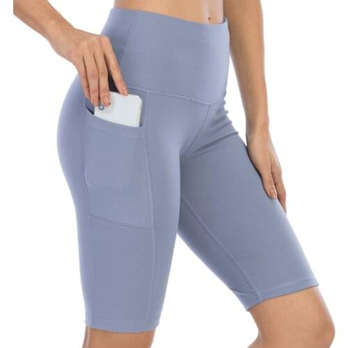 NORMOV Seamless Shorts Women High Waist Elastic Fitness Short Pants Workout Slim Pocket Short Leggings Woman Casual Sport Shorts