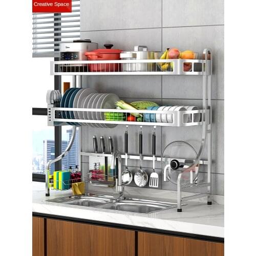Stainless Steel Sink Dish Rack Draining Rack Kitchen Storage Rack Tableware Draining Rack