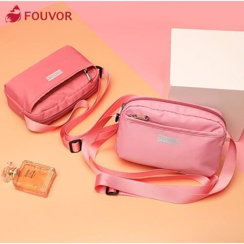 Fouvor 2021 new Simple student small bag female nylon handbag cute mini messenger bag canvas shoulder bag 2957-07
