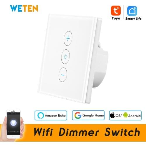 Tuya Wifi Dimmer Switch Smart Wall Touch Light Switch 220V 110V EU UK APP Remote Control Work with Alexa Google Home