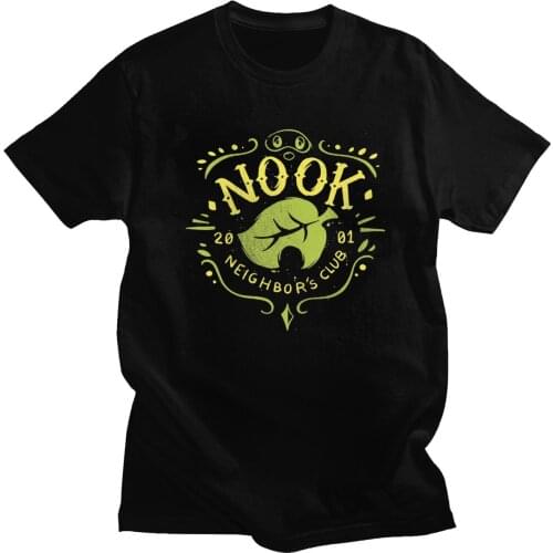 Vintage Nook Neighbors Club T Shirts for Men Cotton T-Shirt Animal Crossing Tee Tops Short Sleeve Video Games Lover Tshirt Gift