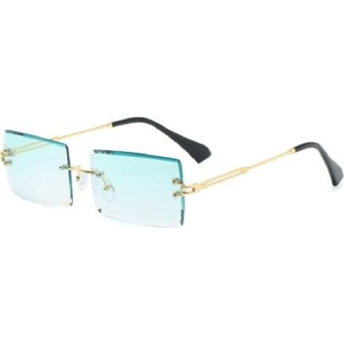 High End Oversized Gradient Vintage Rectangle Women Rimless Sunglasses Rectangular Wholesale Shades Glasses