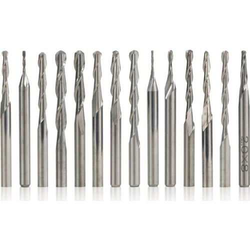 10pcs 3.175mm shank ball nose end mill set of carbide 2 spiral flute router bits cnc engraving end mill