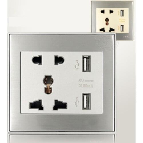 10pcs Wholesale DC5V 2100mA Universal USB Wall Socket AC 110-250V US UK EU AU Wall Socket 2 Port USB Outlet Power Charger
