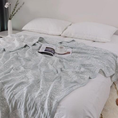 100% Cotton Muslin Blanket Bed Sofa Travel Breathable Chic Mandala Style Thickened terry Throw blanket Blanket Para Blanket