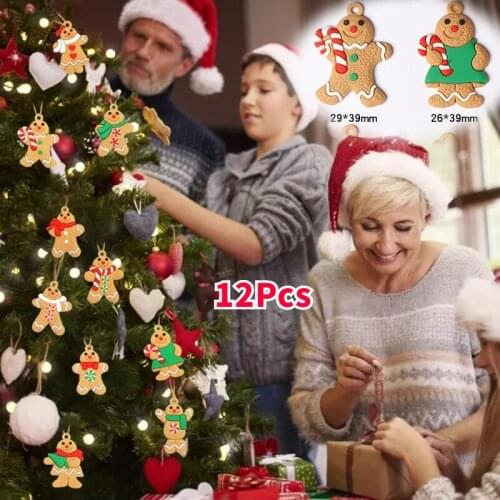 12Pcs Christmas Decoration on Tree Gingerbread Man Christmas Tree Ornaments Xmas Soft PVC Living Room Decor Festival Home Decors