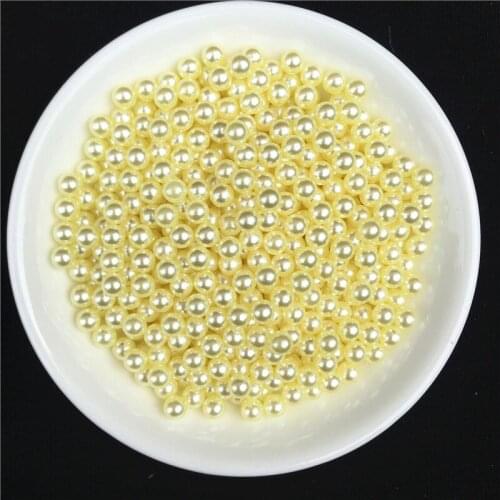 2.5/3/4/5/6/8mm Lemon Yellow ABS Pearls Round Acrylic Imitation Pearl Beads for Jewelry Making /Nail Art /Phone Decorate