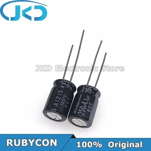 20pcs RUBYCON 4.7UF 250V 8*111.5mm 105℃ 4.7UF250V 250V4.7UF 8x11.5mm Aluminum Electrolytic Capacitor