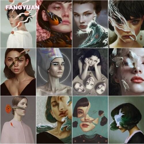 5D Diy Diamond Painting Abstract Figure Painting Moths and Flowers On The Face Needlework Cross Stitch Kits Diamond Embroidery