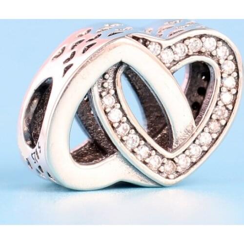 Free Shipping Authentic 925 Sterling Silve Heart With Heart Love Charms Fit Original Bracelet For Women DIY Jewelry S925 Beads