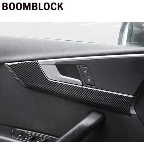 BOOMBLOCK Door Window Panel Carbon Fiber Sticker Trim Cover Copilot Inner 4PCS Frame Accessories for Audi A4 B8 A5 Q5 2009-2016