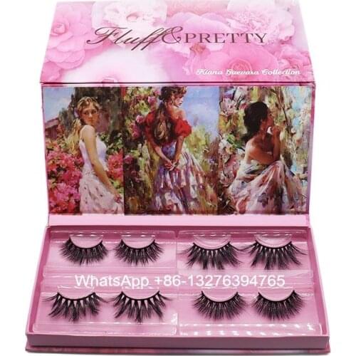 Romantic Rose Lash Cases 4 Pairs Mink Eyelash Box Nature Mink Hair 20mm 25mm Eyelash Mix Styles Custom Lash Box With Logo