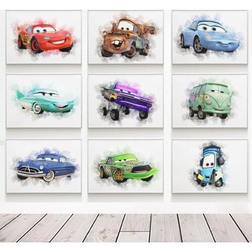 Kids Room Decor Cartoon Canvas Painting Disney Cars Movie Poster And Print Lightning McQueen Picture Living Room Home Decoration
