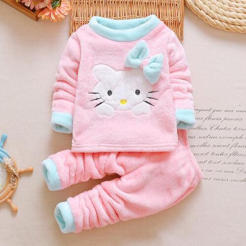 Baby Clothes Pajamas Sets Girls Pajamas Children Warm Flannel Fleece Catoon Kids Sleepwear Home Suit Winter Spring