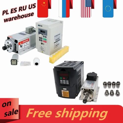 EU CNC Machine Tool Spindle 1500w 1.5kw 24000RPM 400hz ER11 air cooling spindle motor +inverter VFD + 7 pcs ER11 collets 1-7mm