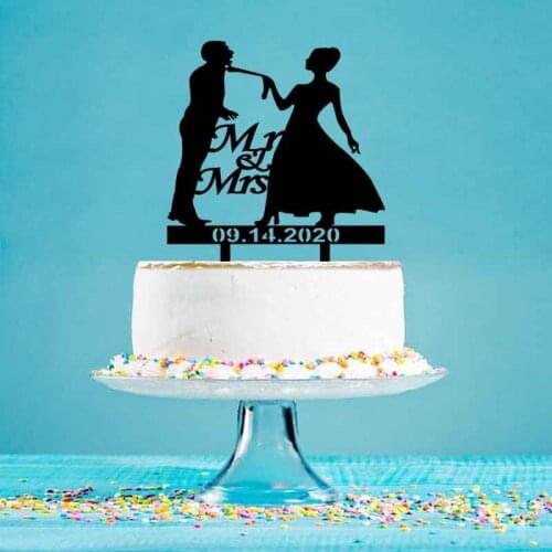 Customized Wedding Date Embarrassed Groom Cake Topper Funny Wedding Cake Topper For Wedding Cake Decoration YC070