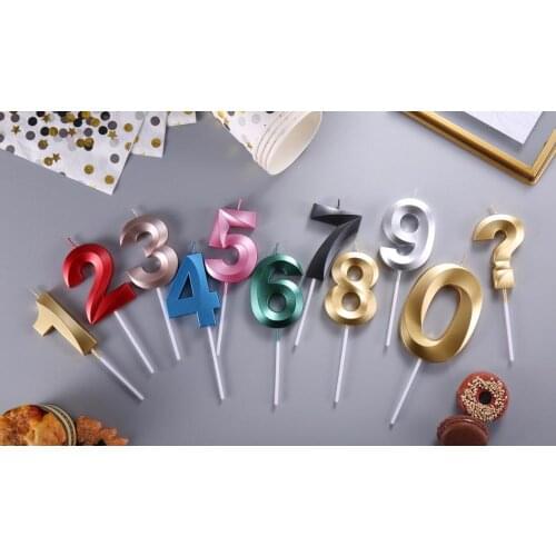 Ins style 5cm Metallic color Alphabet Number Birthday wedding Candles Cake Candles Kids Party Decor ,1000pcs/lot