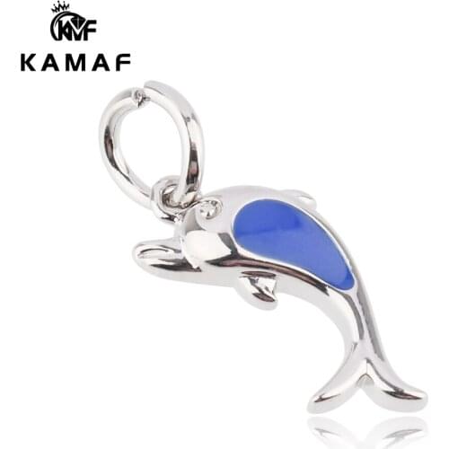KAMAF 10pcs/pack marine life dolphins pendant drop oil fashion sweet ladies necklace small pendant pendant with jewelry 14*12mm