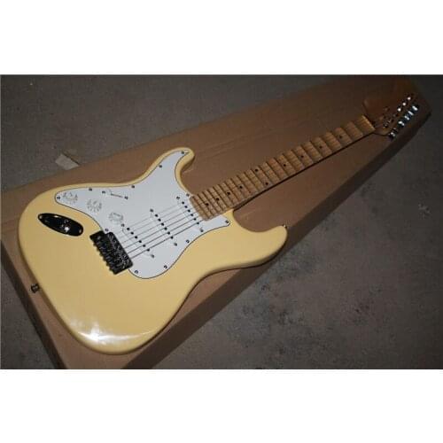 Factory wholesale classic left hand six string electric guitar, fingerboard groove, cream body, chrome plated hardware, free del