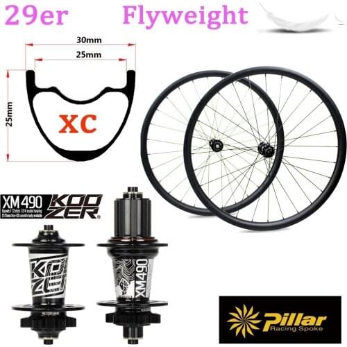 29er MTB Wheelset Hookless Mountain Bike Carbon Wheel 700c 30mm*25mm Rim Match Koozer XM 490 Hub And Pillar1420/1423 Spoke