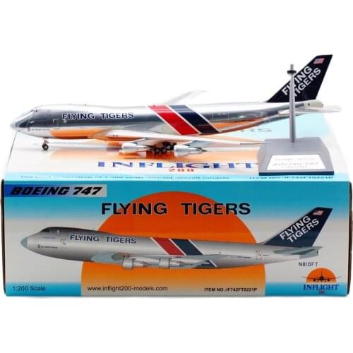 1:200 Alloy Collectible Plane INFLIGHT IF742FT0221P FLYING TIGERS Boeing 747-200 Diecast Aircarft Jet Model N810FT With Stand