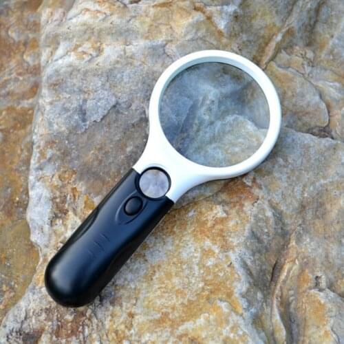 LED Illuminated Magnifier with 3x 45x High Magnification Lightweight Handheld Magnifying Glass Readin Inspection Coins
