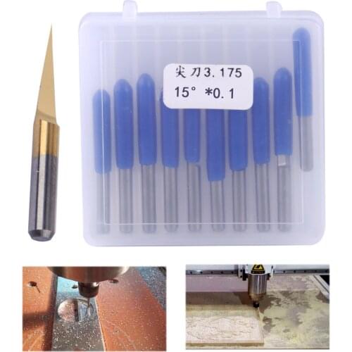 LETAOSK 10pcs Titanium Coated Carbide PCB Engraving CNC Bit Router Tool 15 Degrees 0.1mmAccessories