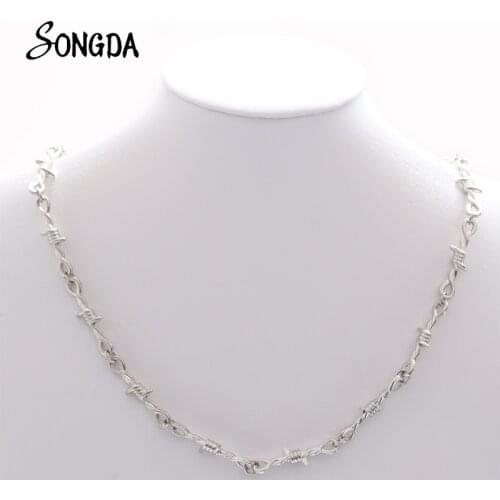 Small Wire Brambles Iron Unisex Choker Necklace Barbed Wire Little Thorns Chain Necklace Hip Hop Punk Jewelry Wholesale Gifts