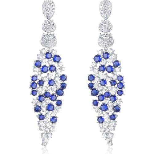 Greybird Fashion Geometry Earrings Copper Dense Zircon Long Earrings For Parties And Weddings XYE029B&ZY001J