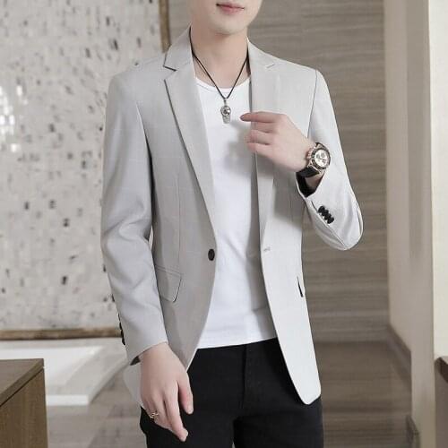 2021 Mens Plaid Slim Fit Handsome Casual blazer Youth Spring and Autumn All-Match Single Button blazer